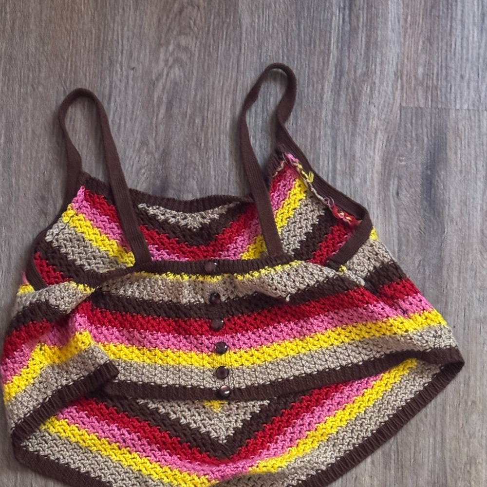 Colorful Striped Crochet Tank Top